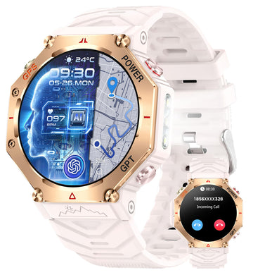 GPS Smart Watches for Men Military Altimeter Barometer Compass Bluetooth Calls Sports Modes Flashlight Smart Watch Heart Rate Sleep Monitor Message Reminder